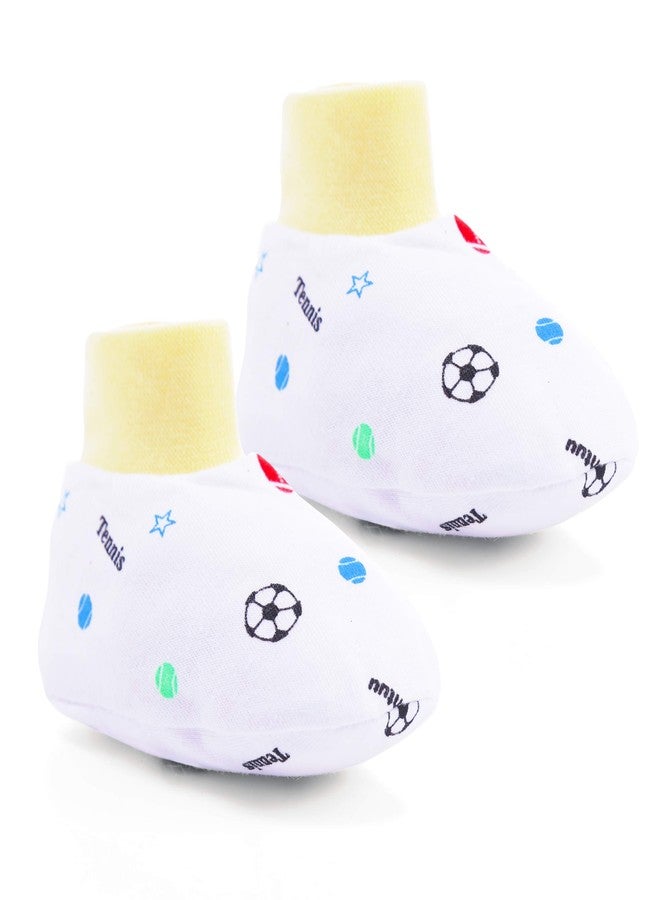 Pokory Mitten and Booties Set for new born baby 0-6 months, Soft Cotton & Socks for baby boy girl - Assorted - Pack of 4 - Image 2