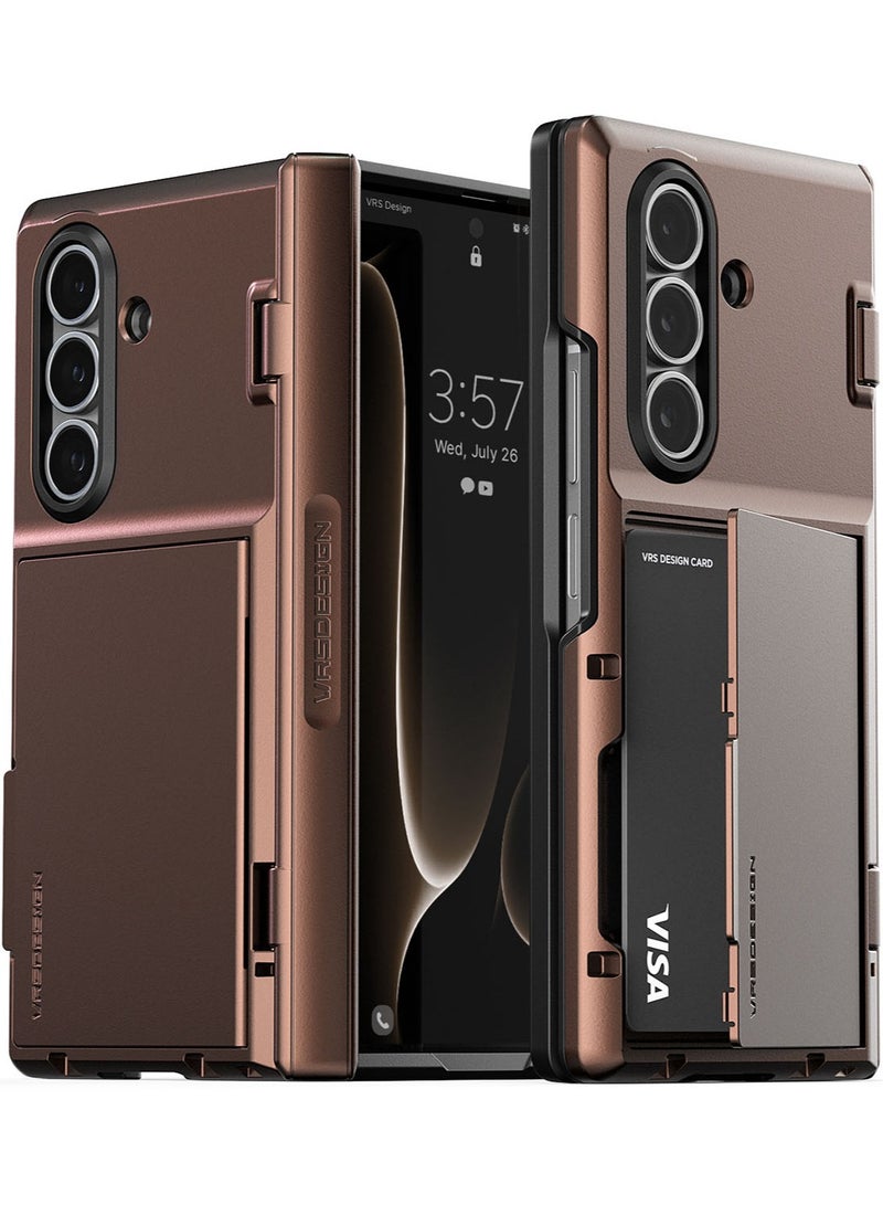 VRS Design Terra Guard Modern GO Samsung Galaxy Z Fold 7 Case Cover Wallet (2025) with [2 Card Holder] Compartment & [Hinge Protection] - Dark Brown - Image 1