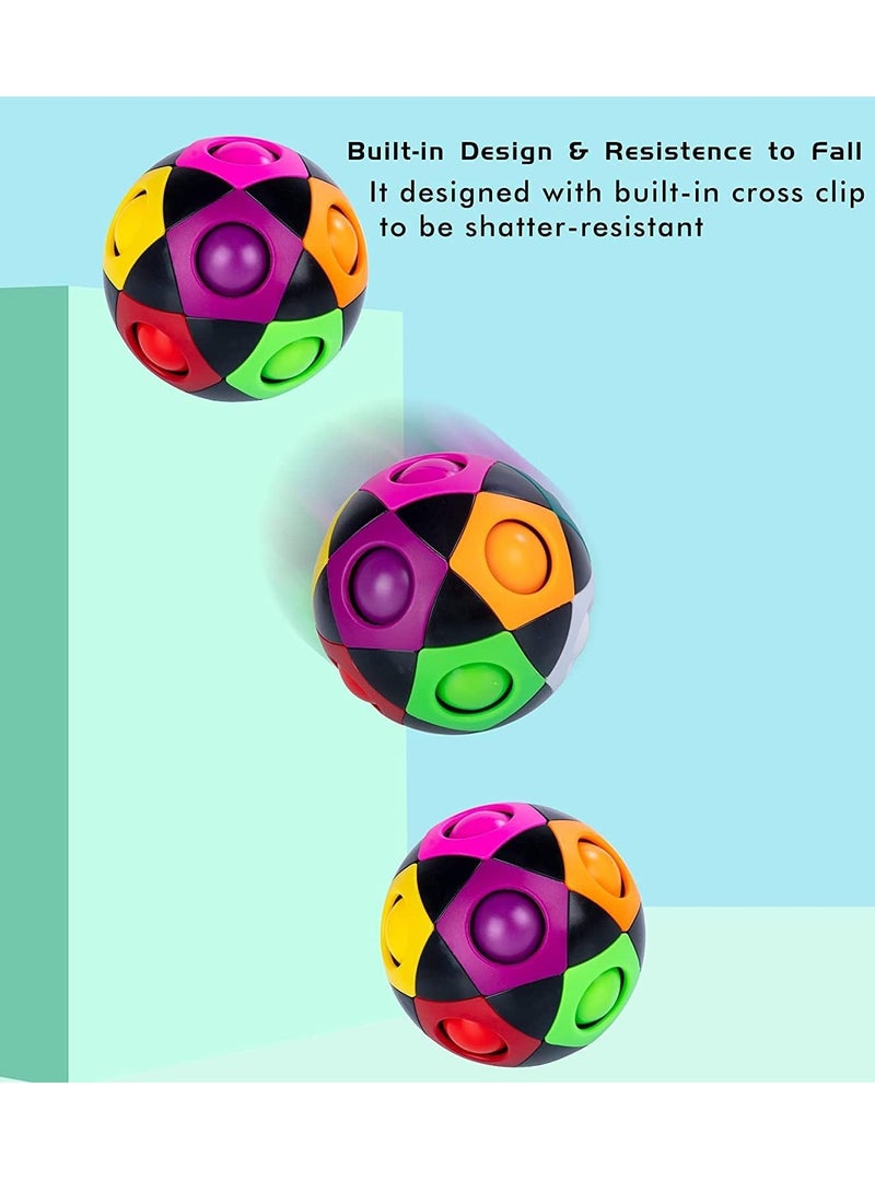 SYOSI Magic Rainbow Ball Fidget Ball, New Version Puzzle Ball Magic Ball Speed Cube 3D Puzzle Fidget Toy for Adults  Kids, Black - Image 4