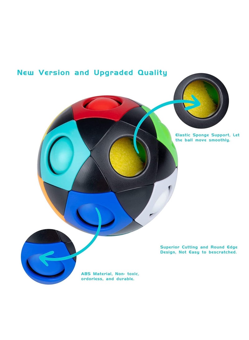 SYOSI Magic Rainbow Ball Fidget Ball, New Version Puzzle Ball Magic Ball Speed Cube 3D Puzzle Fidget Toy for Adults  Kids, Black - Image 1