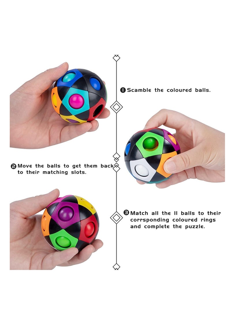 SYOSI Magic Rainbow Ball Fidget Ball, New Version Puzzle Ball Magic Ball Speed Cube 3D Puzzle Fidget Toy for Adults  Kids, Black - Image 5