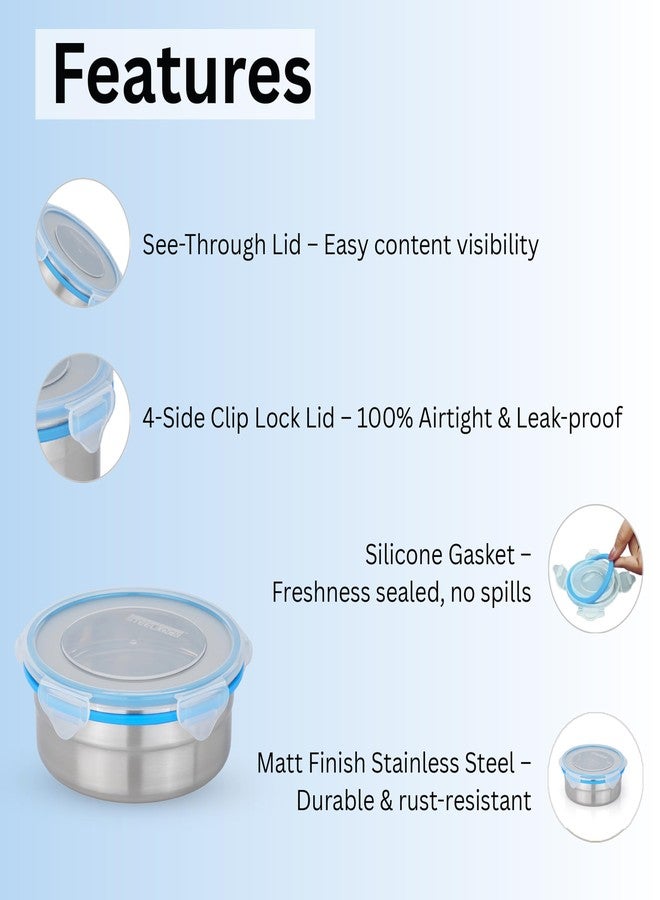 STEELLOCK Stainless Steel Airtight Container with Lid | Leakproof, BPA-Free, Durable Kitchen Storage | Multipurpose Food Storage Containers for Kitchen | SL-1401-set of 1, 750ml each, Blue - Image 5