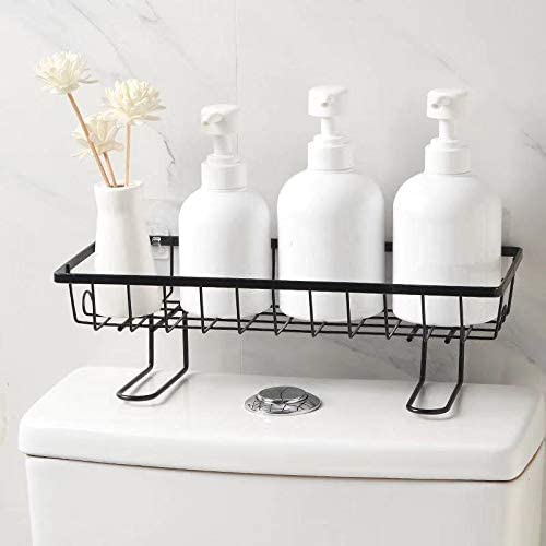 Rasikvar Stainless Steel Powder Coated Bathroom Shelf Storage Organizer Kitchen Rack with Shampoo Soap Holder and Towel Rack Hanger - Image 1