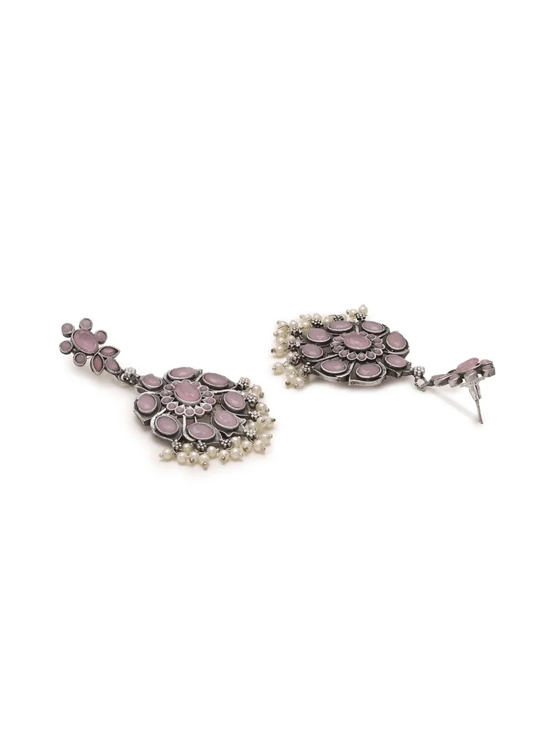 Priyaasi Contemporary Oxidized Drop Earrings