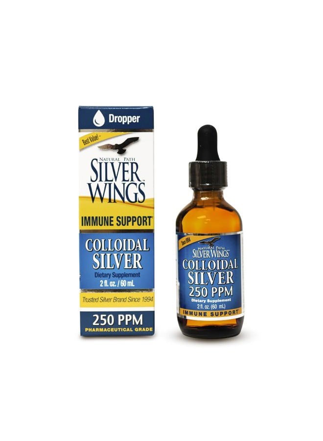 Natural Path Silver Wings Colloidal Silver Liquid - Enhanced Immune Support Supplement - 250ppm (1250mcg) - 2oz Dropper  - Image 1