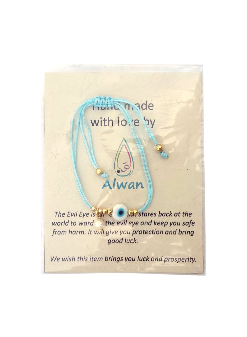 Alwan String Bracelet with an Evil Eye and a Small Pearl - Image 4