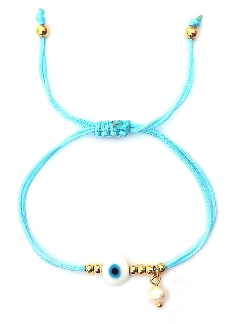 Alwan String Bracelet with an Evil Eye and a Small Pearl - Image 2