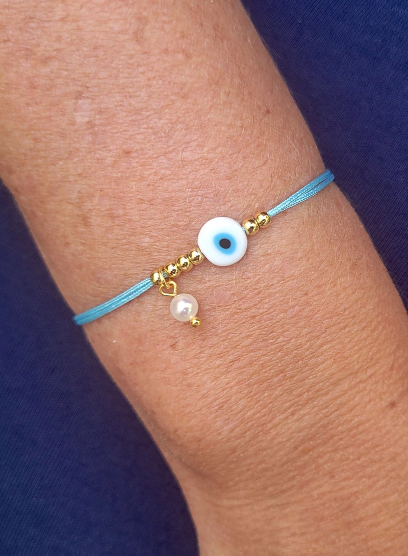 Alwan String Bracelet with an Evil Eye and a Small Pearl - Image 3