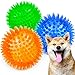 SHARLOVY Squeaky Balls for Dogs Small Fetch Balls Rubber 3 Pack Bright Colors TPR Puppy Dog Toys Squeaky Spike Chew Toys for Small Puppy - Image 3