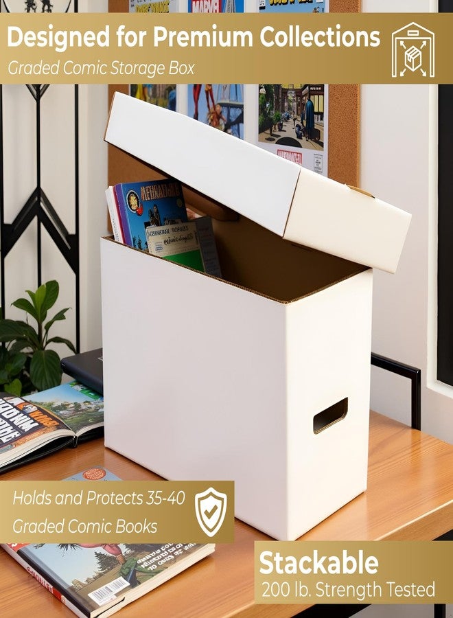 Max Protection CGC Graded Comic Book Storage Boxes - Heavy-Duty Case for 35-40 Graded Comics with 200 lb Test Strength - Made in USA White Cardboard, 1 Pack - Image 2