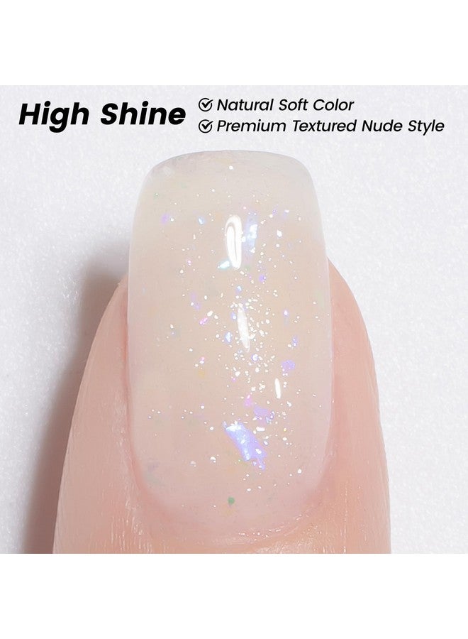 YTD Likomey Brocade Glitter Nude Iridescent Gel Nail Polish,15Ml Milky White Shimmer Jelly Translucent Neutral Holographic Sparkly Flakes Uv Spring Nail Gel Varnish,Sf347 - Image 3