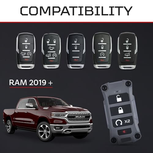 AJT DESIGN Replacement Key Fob Case for Dodge Ram 2019+ - Custom Made in USA - Gray - Image 2