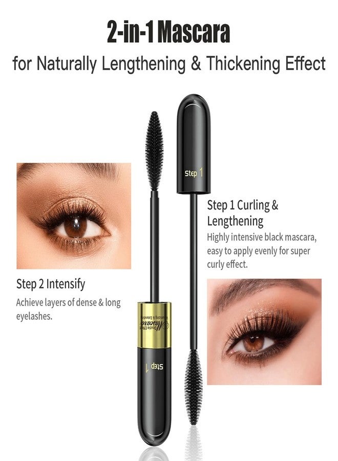 XTJXTJ 2 In 1 Waterproof Black Telescopic Tubing Mascara, Cosmetics Natural Volume And Lengthening Dual Effect 4d Silk Fiber Mascara, No Falling And No Clumping(Pack Of 1) - Image 2