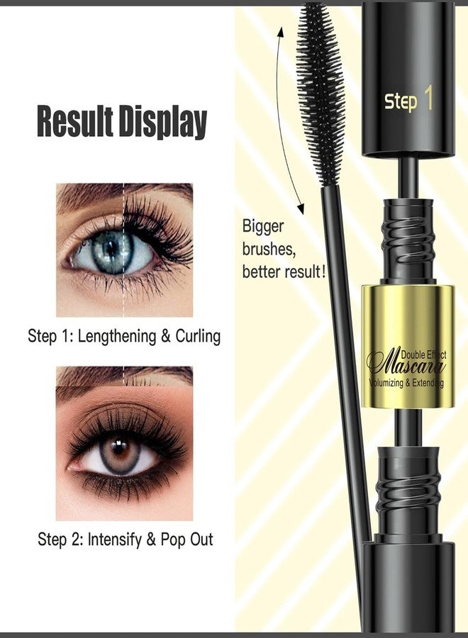 XTJXTJ 2 In 1 Waterproof Black Telescopic Tubing Mascara, Cosmetics Natural Volume And Lengthening Dual Effect 4d Silk Fiber Mascara, No Falling And No Clumping(Pack Of 1) - Image 3