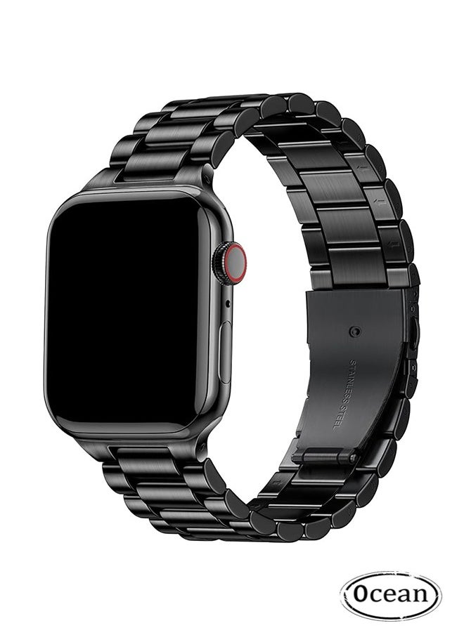 Ocean - Compatible for Apple Watch Ultra 2 Band 49mm, Premium Stainless Steel Metal Compatible with Apple Watch Ultra Band/Apple Watch Strap 49mm, Replacement Adjustable Strap for Men Women, Black - Image 1
