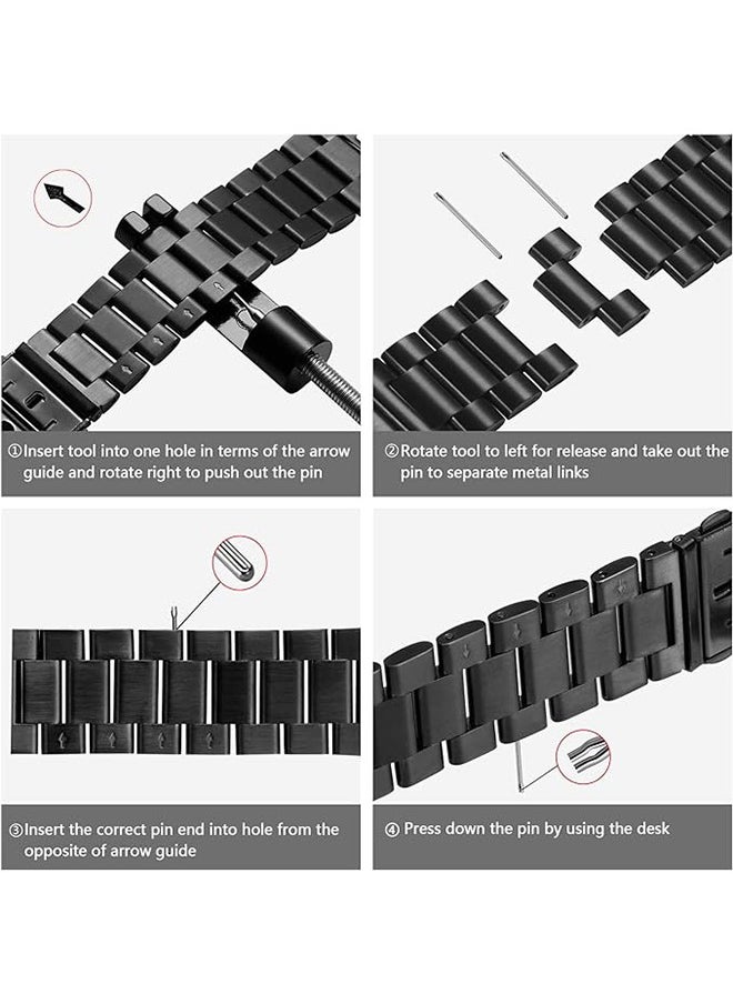 Ocean - Compatible for Apple Watch Ultra 2 Band 49mm, Premium Stainless Steel Metal Compatible with Apple Watch Ultra Band/Apple Watch Strap 49mm, Replacement Adjustable Strap for Men Women, Black - Image 1