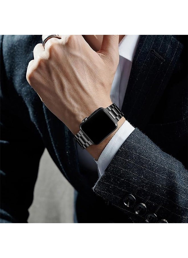 Ocean - Compatible for Apple Watch Ultra 2 Band 49mm, Premium Stainless Steel Metal Compatible with Apple Watch Ultra Band/Apple Watch Strap 49mm, Replacement Adjustable Strap for Men Women, Black - Image 1