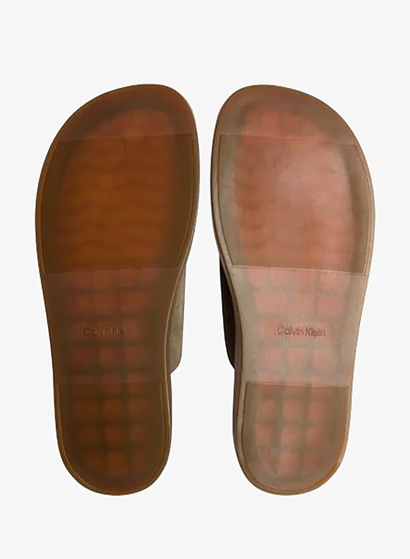 Calvin Klein  Leather Double Strap Slip-On Sandals for Men | Best Price UAE