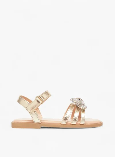 Flora Bella By Shoexpress Girls Metallic Sandals With Hook And Loop Closure