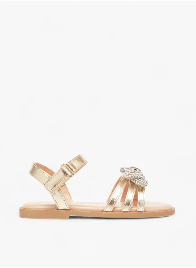 Flora Bella By Shoexpress Girls Metallic Sandals With Hook And Loop Closure Ramadan Collection