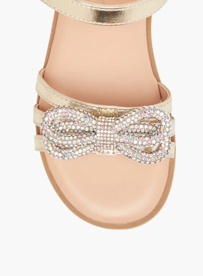 Flora Bella By Shoexpress Girls Metallic Sandals With Hook And Loop Closure