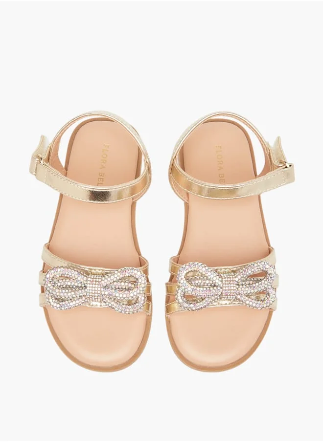 فلورا بيلا من شو إكسبرس Girls Metallic Sandals With Hook And Loop Closure Ramadan Collection