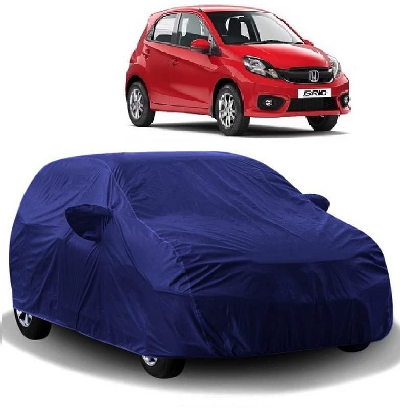 Carigiri 100% Rain Resistant | UV Protection | Dust Proof Blue Car Body Cover for Honda Brio(Triple Stitched,Mirror Pockets)(Models-2011, 2012, 2013, 2014, 2015, 2016, 2017, 2018, 2019, 2020, 2021) - Image 1