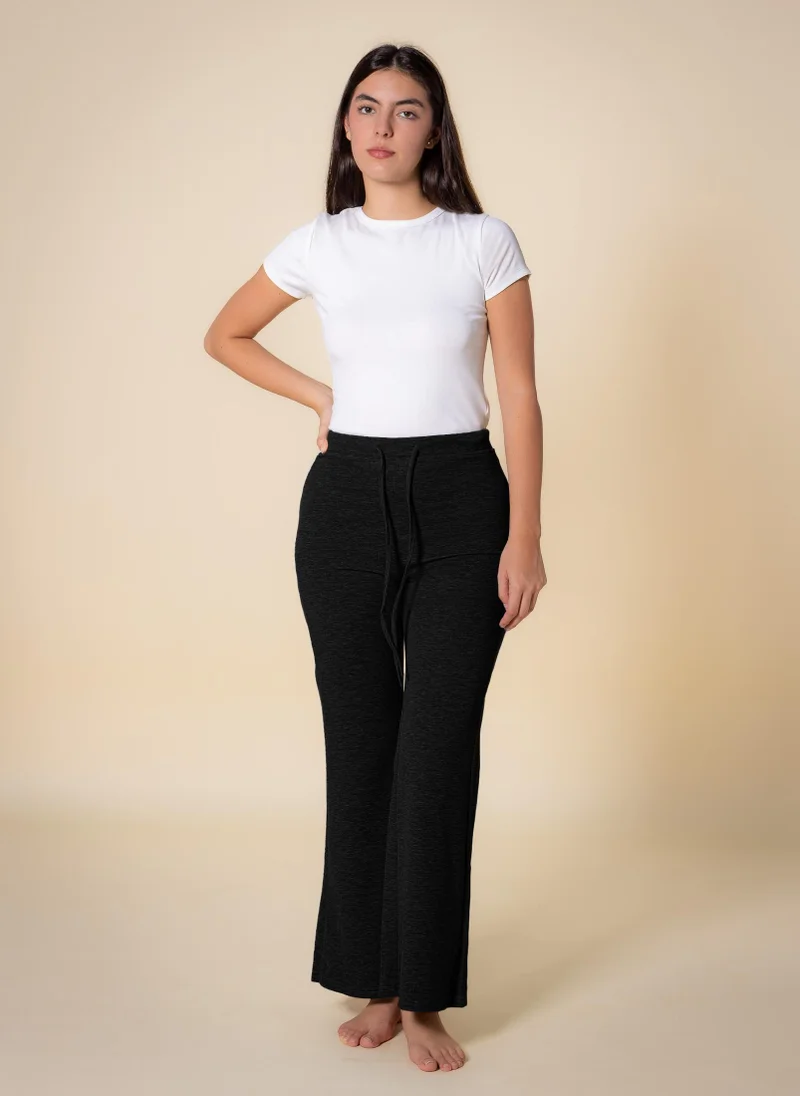 SHAPES Black SOFT FLARED COMFORT TROUSERS for Women | Best Price UAE