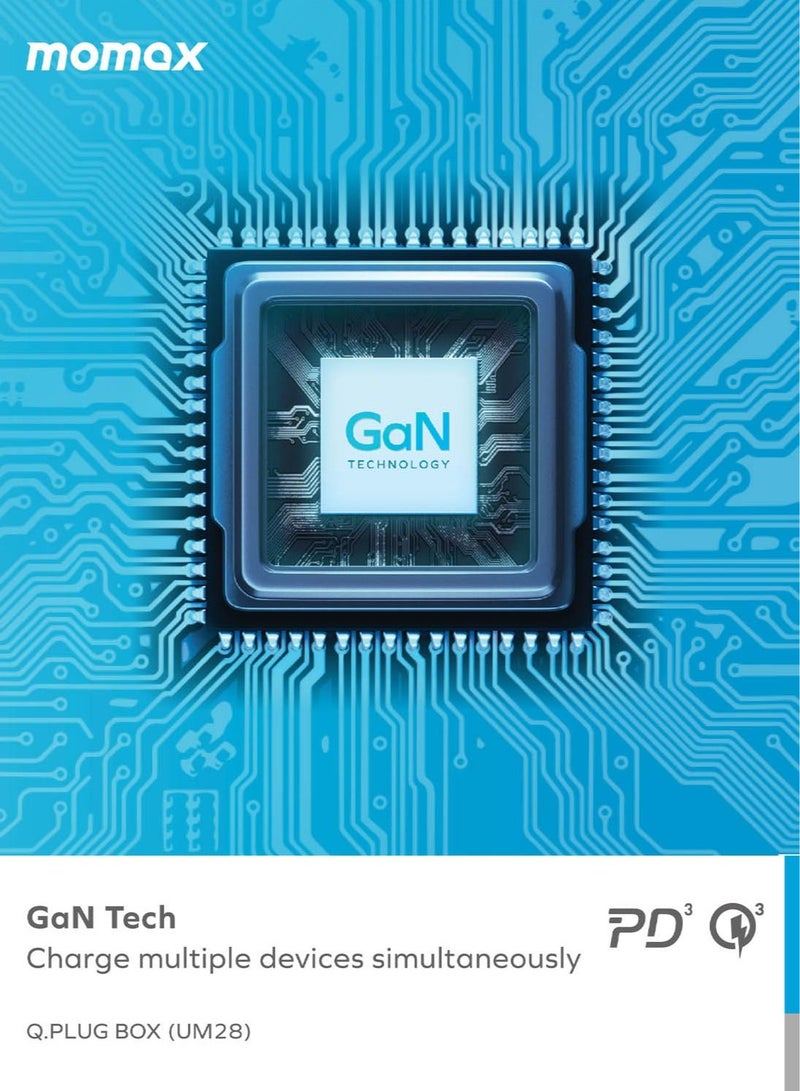 Momax Q.PLUG BOX GaN 100W 6 منافذ USB-C PD & USB-A QC3.0 / [15W] شاحن لاسلكي عالمي - أبيض - Image 4