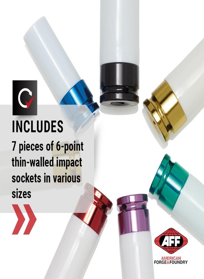 AFF طقم مقابس صدمات عجلة AFF Mag، 1/2 بوصة، 7 قطع، 58007 - Image 2