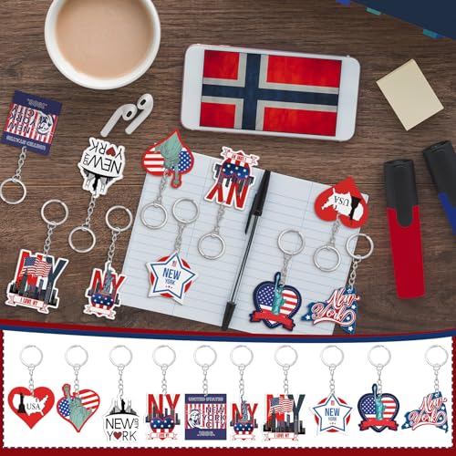 Trnayi 50 Pcs New York Souvenirs Acrylic Keychain Gifts Bulk United State New York Keychain Star Statue of Liberty New York Travel Gift Souvenirs for Women Men Friends - Image 5