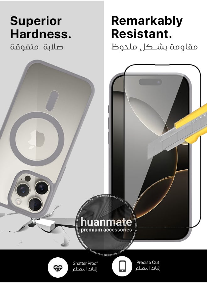 huanmate - 2 in 1 Apple iPhone 16 Pro Max Magsafe Protection Pack - Ultra Clear Shockproof Case & Edge-to-Edge Screen Protector, 360 Degree Protection, Back Cover & Screen Protector for Apple iPhone 16 Pro Max - Image 1