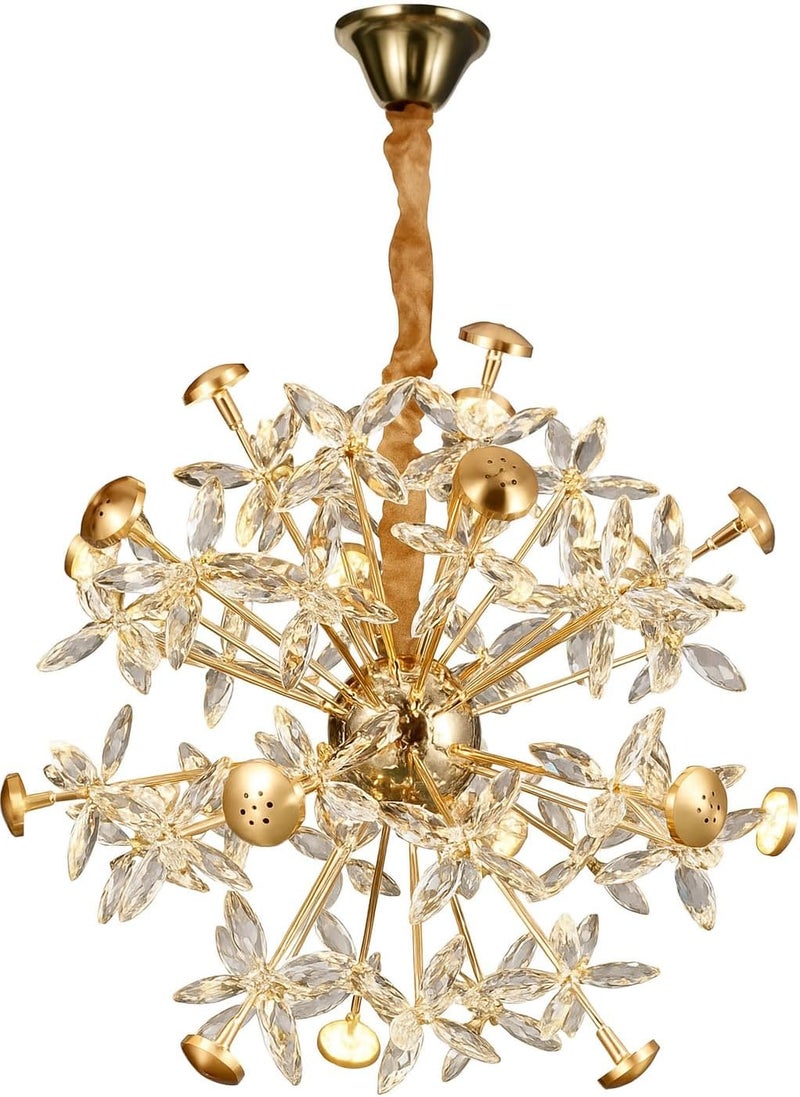 Luxury Crystal Flower Chandelier with LED Lamps – Modern Gold Ceiling Light Fixture for Bedroom, Living Room, Dining Room - Image 1