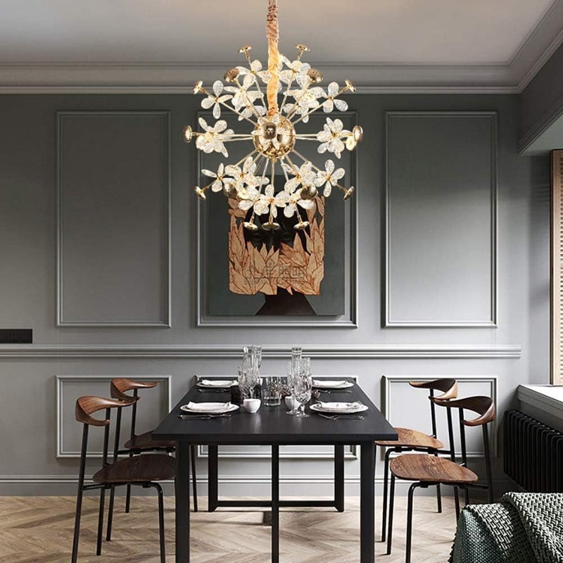 Luxury Crystal Flower Chandelier with LED Lamps – Modern Gold Ceiling Light Fixture for Bedroom, Living Room, Dining Room - Image 4