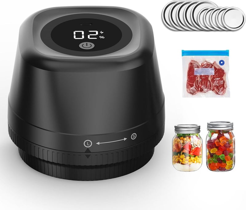 Newise Upgraded Electric Mason Jar Vacuum Sealer, 3-in-1 Automatic Vacuum Sealer Kit for Canning with Wide and Regular Mouth Mason Lids, Portable Mason Jar Sealer for Vacuum Bag, Gifts for Mom - Image 1