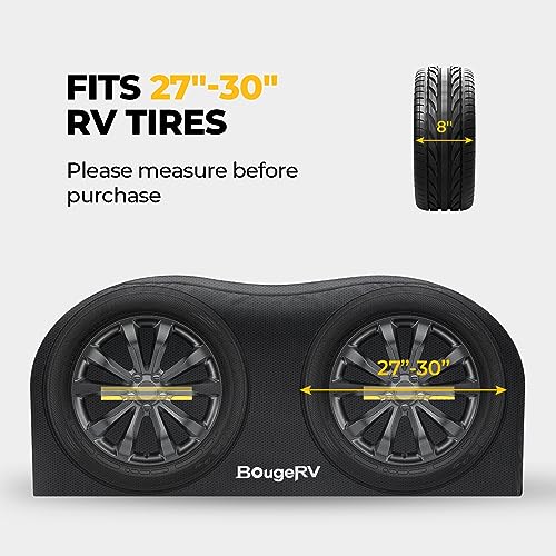 BougeRV RV Tire Covers, Dual Axle Wheel Cover (2 Packs) Fits 27"-30" Diameter Tires, Black Waterproof Anti-UV Tire Covers RV Accessories for RV/Trailer/Truck - Image 2