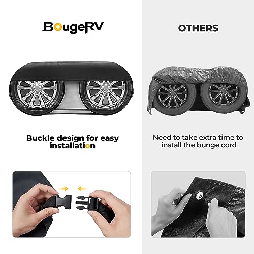 BougeRV RV Tire Covers, Dual Axle Wheel Cover (2 Packs) Fits 27"-30" Diameter Tires, Black Waterproof Anti-UV Tire Covers RV Accessories for RV/Trailer/Truck - Image 3