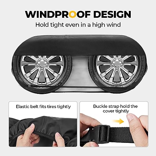 BougeRV RV Tire Covers, Dual Axle Wheel Cover (2 Packs) Fits 27"-30" Diameter Tires, Black Waterproof Anti-UV Tire Covers RV Accessories for RV/Trailer/Truck - Image 4