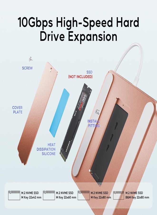 PULWTOP USB C HUB for iMac 24 inch 2021, 7 in 1 USB Hub Adapter iMac Accessories with USB C 10Gbps 3*USB A SD/TF Card Reader, Docking Station Support Expand M.2 NVMe SSD (Not Included) - Image 5