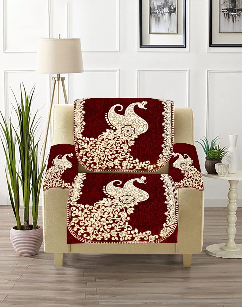 Dazzling DECOR Velvet Sofa Cover with Arm and Cushion Covers Set of 5 Seater-Sofa Covers 3 Seater and 2 Seater Full Set for Couch Seat - Heavy Fabric Slip, 2923_Maroon - Image 5