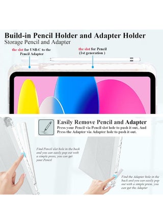 Case for iPad (A16) 11th 11 inch 2025 Gen iPad 11 Case/Case For iPad 10th Gen Case 2022 iPad 10 Case Slim Stand Soft Clear Transparent Shell Back with Pencil Holder Smart Cover for 11" iPad 11th 2025/10.9"iPad 10th Gen 2022 - view 3