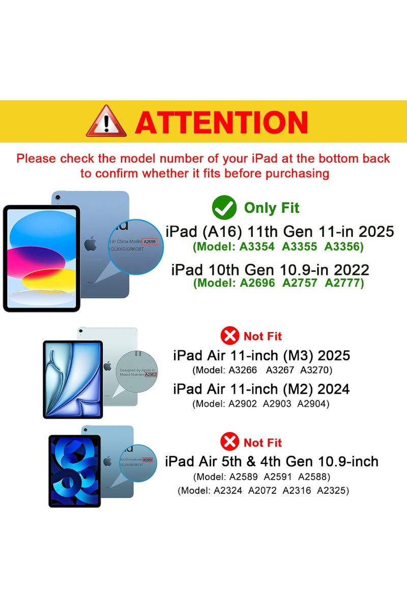 Rock Pow Case for iPad (A16) 11th 11 inch 2025 Gen iPad 11 Case/Case For iPad 10th Gen Case 2022 iPad 10 Case Slim Stand Soft Clear Transparent Shell Back with Pencil Holder Smart Cover for 11" iPad 11th 2025/10.9"iPad 10th Gen 2022  - Image 2