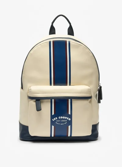 Lee Cooper Logo Print Backpack with Adjustable Straps and Zip Closure - 30x16x40 cm