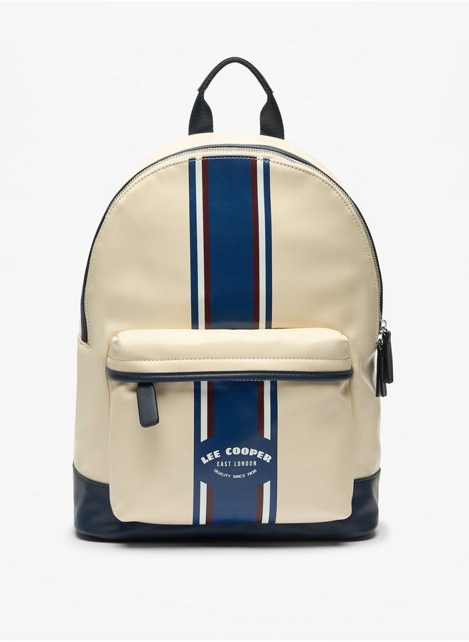 Lee Cooper Logo Print Backpack with Adjustable Straps and Zip Closure - 30x16x40 cm  - Image 1