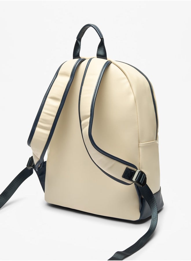Lee Cooper Logo Print Backpack with Adjustable Straps and Zip Closure - 30x16x40 cm  - Image 2