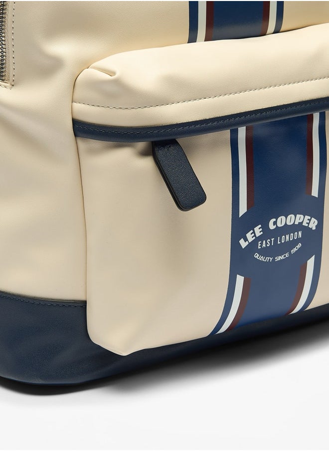 Lee Cooper Logo Print Backpack with Adjustable Straps and Zip Closure - 30x16x40 cm  - Image 3