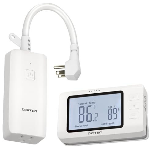 DIGITEN Wireless Thermostat Outlet Temperature Controlled Outlet with Power Cord for Heating and Cooling, Remote Control Plug in Thermostat 1800w for Space Heater, Fan, AC - Image 1