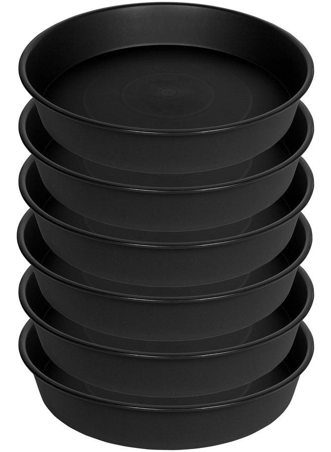 Bleuhome 6 Pack of 7 inch Plant Saucer Clear, Heavy Duty Plastic Plant Water Tray 7 inch Round, Flower Plant Saucers for Indoors No Holes, Plant Dishes Saucer for Planter 7"/8" (7", Black) - Image 1
