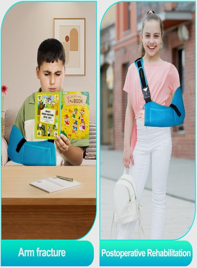 KONSEDIK Arm Sling for Kids - Adjustable Breathable Shoulder Immobilizer with Pockets,Supports Rotator Cuff Injury,Wrist,Elbow,Clavicle Fracture Recovery,Post-Surgery Sling for Left or Right Arm(Blue,X-Small) - Image 4