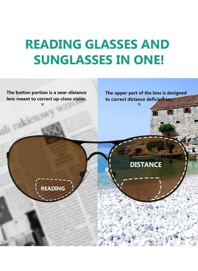 Eyekepper - Bifocal Sunglasses Pilot Style Bifocal Sunshine Readers Outdoor Reading Glasses (Brown 2.50) - Image 1